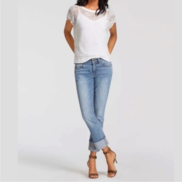 Cabi Sienna sheer lace short sleeve blouse white medium - Picture 8 of 8